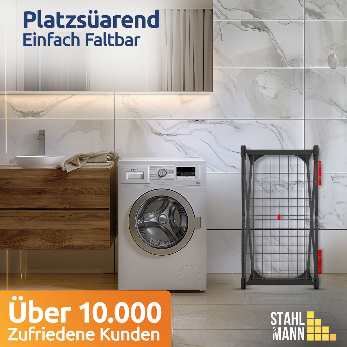 Stahlmann Astra Black Wäscheständer – 18 m Trockenfläche, klappbar & wetterfest