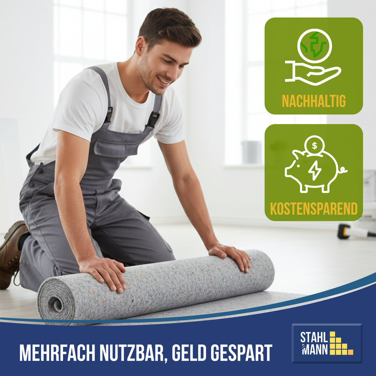 STAHLMANN Malervlies 1x50m – Rutschfest & saugstark
