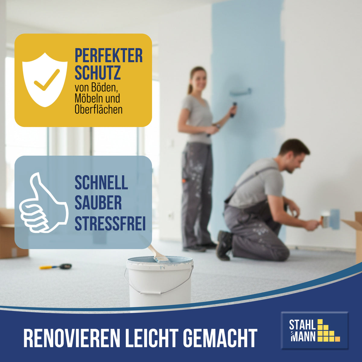STAHLMANN Malervlies 1x50m – Rutschfest & saugstark
