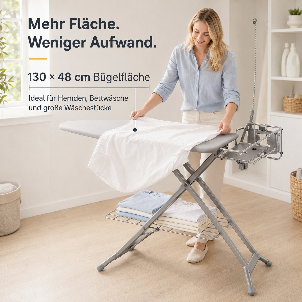 STAHLMANN® XXL Strijkplank 120x38 cm – Voor stoomstrijkstations – TÜV-gecertificeerd – Hoes van 100% katoen – Extra stabiel – Gemaakt in de EU