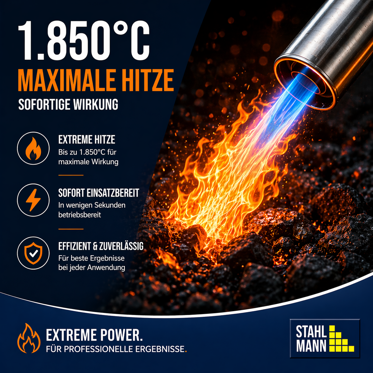 B-Tools® Abflammgerät – Abflammgerät 55 kW – Profi-Brenner für Dach, Bitumen & Unkraut