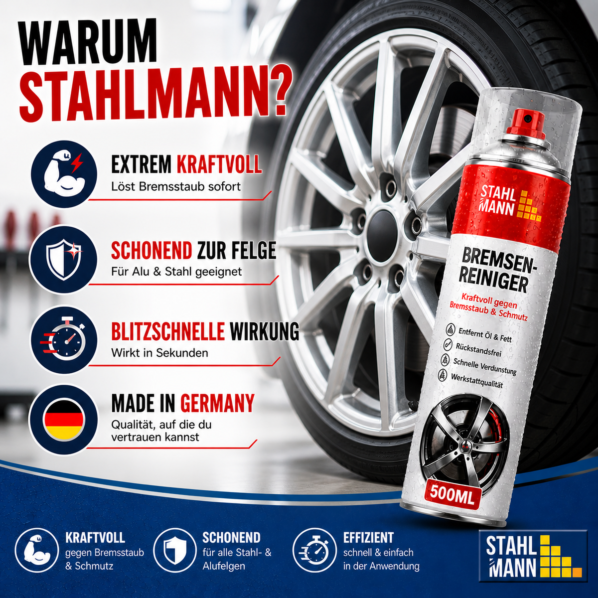 STAHLMANN® Bremsenreiniger 12x400 ml – Hochwirksames Bremsenreiniger Spray für Werkstatt & Auto