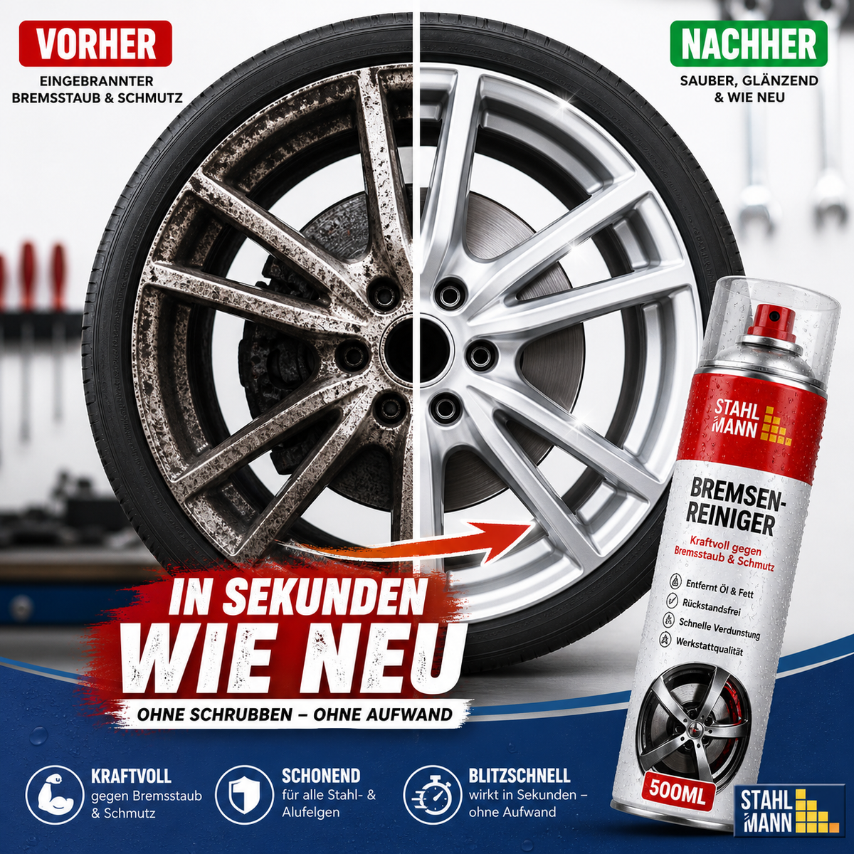 STAHLMANN® Bremsenreiniger 12x400 ml – Hochwirksames Bremsenreiniger Spray für Werkstatt & Auto