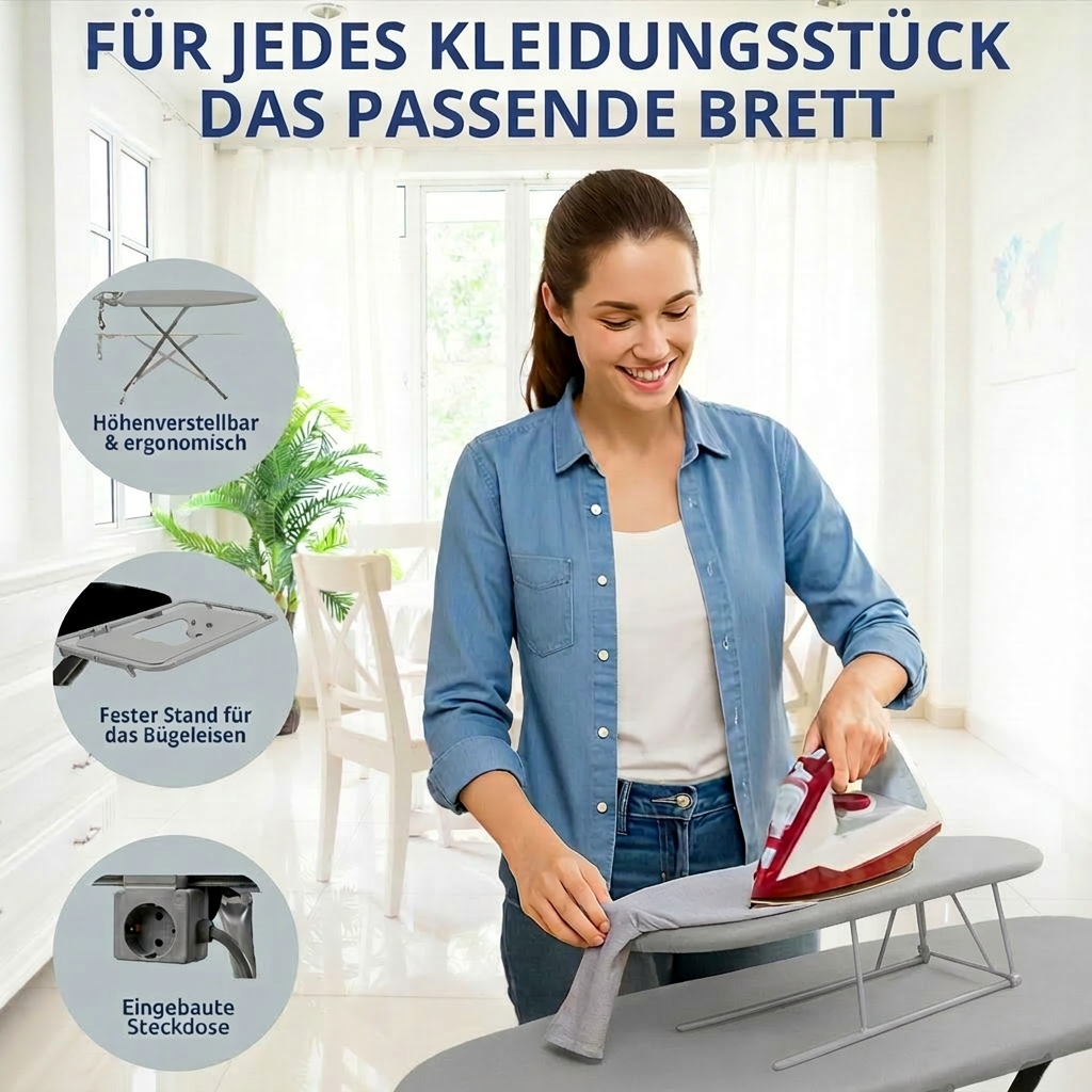 STAHLMANN® XXL-Bügelbrett 120×40 cm – für Dampfbügelstation