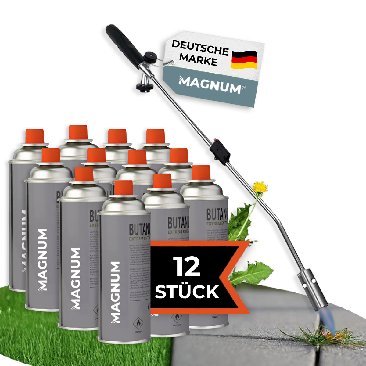 MAGNUM® Unkrautbrenner inkl. Gaskartuschen – kraftvolle & chemiefreie Unkrautvernichtung