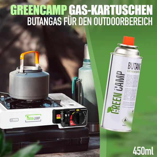 8 x Greencamp® Butangaskartuschen – 227 g – umweltbewusst, sicher & zuverlässig