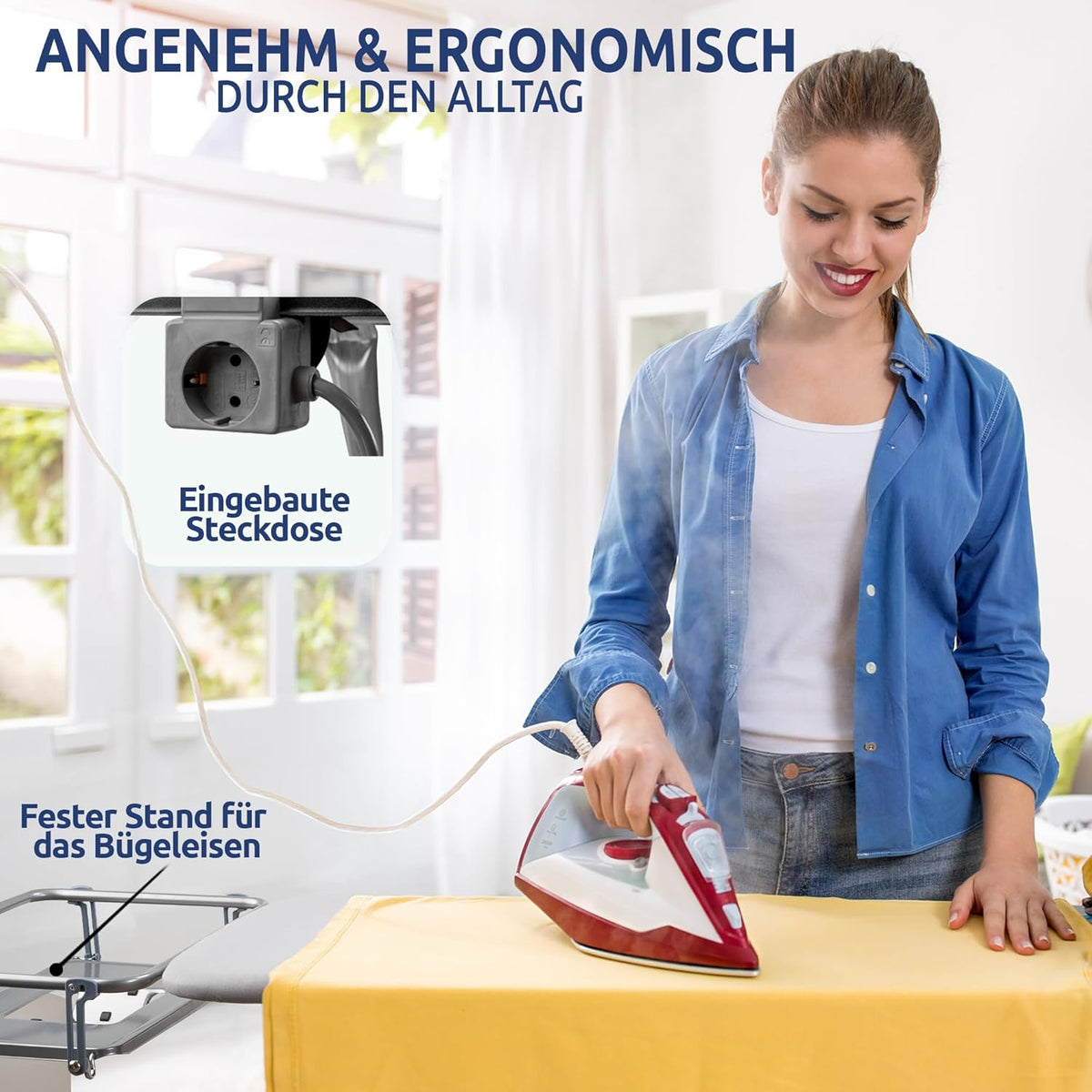 STAHLMANN® XXL Strijkplank 120x38 cm – Voor stoomstrijkstations – TÜV-gecertificeerd – Hoes van 100% katoen – Extra stabiel – Gemaakt in de EU