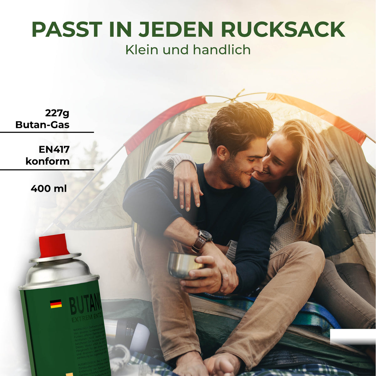 Butangaskartusche 227 g – EN 417, in Europa abgefüllt, für Gaskocher & Camping