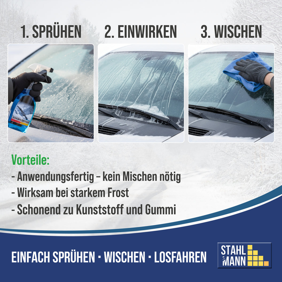 Scheiben-Enteiser 6er-Set (6×750ml) – Auto Enteiserspray – schnell effektiv – Winter Frost Eis – Made in Germany