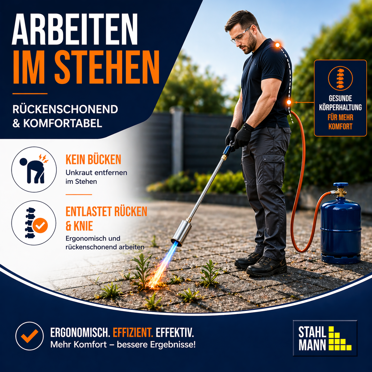 B-Tools® Abflammgerät – Abflammgerät 55 kW – Profi-Brenner für Dach, Bitumen & Unkraut