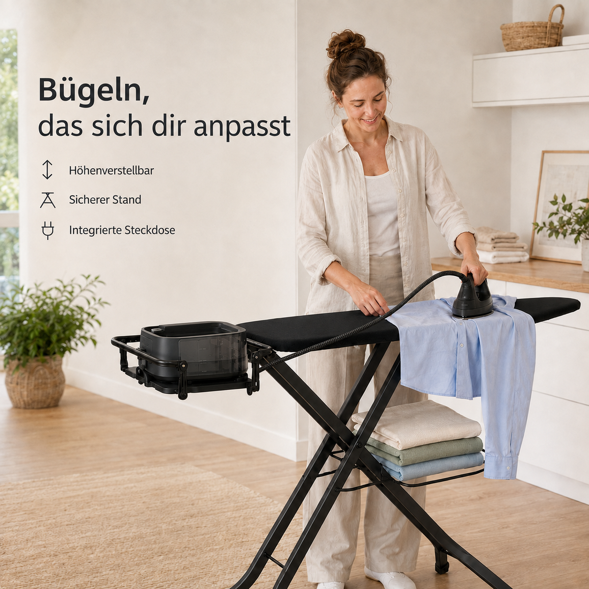 STAHLMANN® XL Strijkplank 120x42 cm – In hoogte verstelbaar &amp; stabiel – Katoenen hoes – Voor stoomstrijkstations – Gemaakt in de EU 