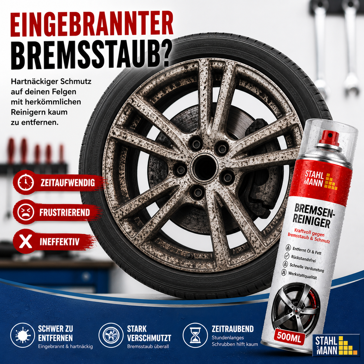STAHLMANN® Bremsenreiniger 12x400 ml – Hochwirksames Bremsenreiniger Spray für Werkstatt & Auto
