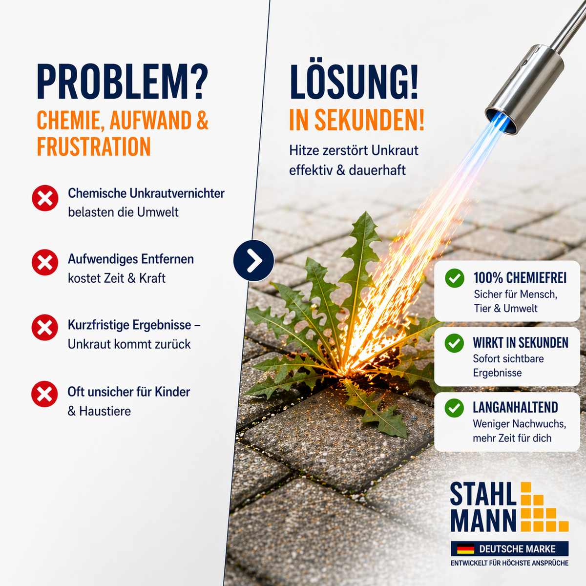 STAHLMANN® Unkrautbrenner mit Gaskartuschen – für effektive Unkrautbekämpfung