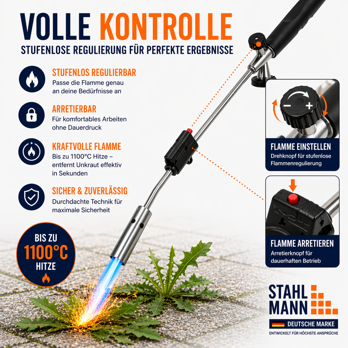 STAHLMANN® Unkrautbrenner mit Gaskartuschen – für effektive Unkrautbekämpfung