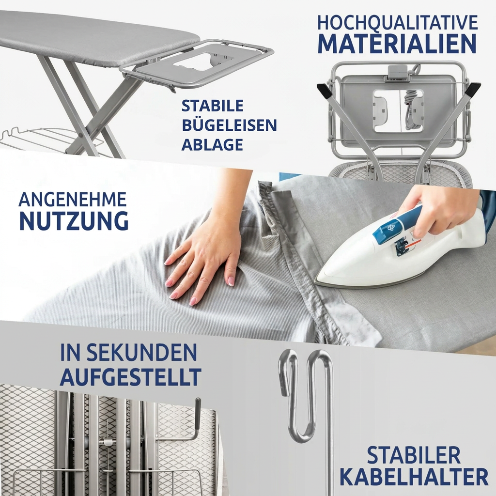 STAHLMANN® XXL-Bügelbrett 120×40 cm – für Dampfbügelstation