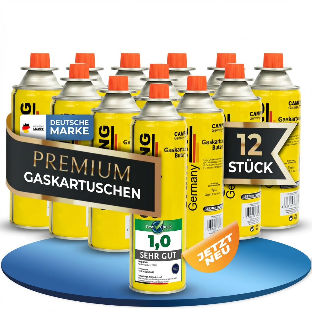 Butangaskartuschen 227g – Gaskocher Innenraum & Stromausfall – 100% dicht mit Sicherheitsventil