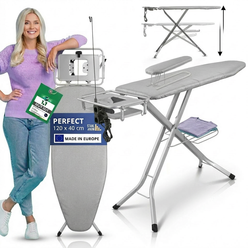 STAHLMANN® XXL-Bügelbrett 120×40 cm – für Dampfbügelstation