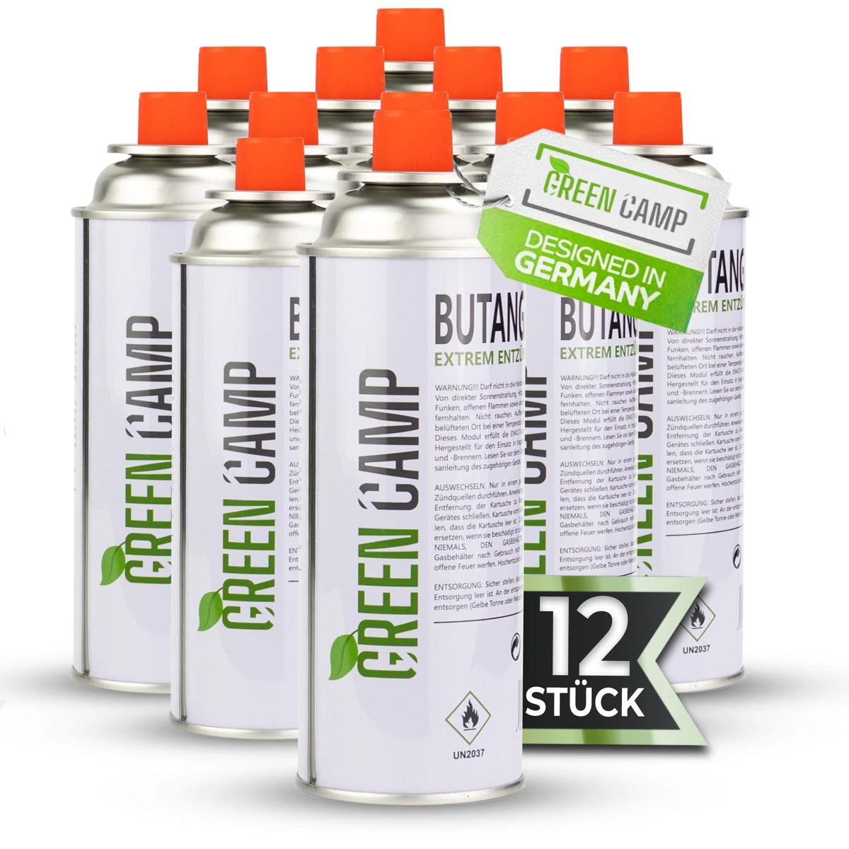 12 x Greencamp® Butangaskartuschen – 227 g – umweltbewusst, sicher & zuverlässig