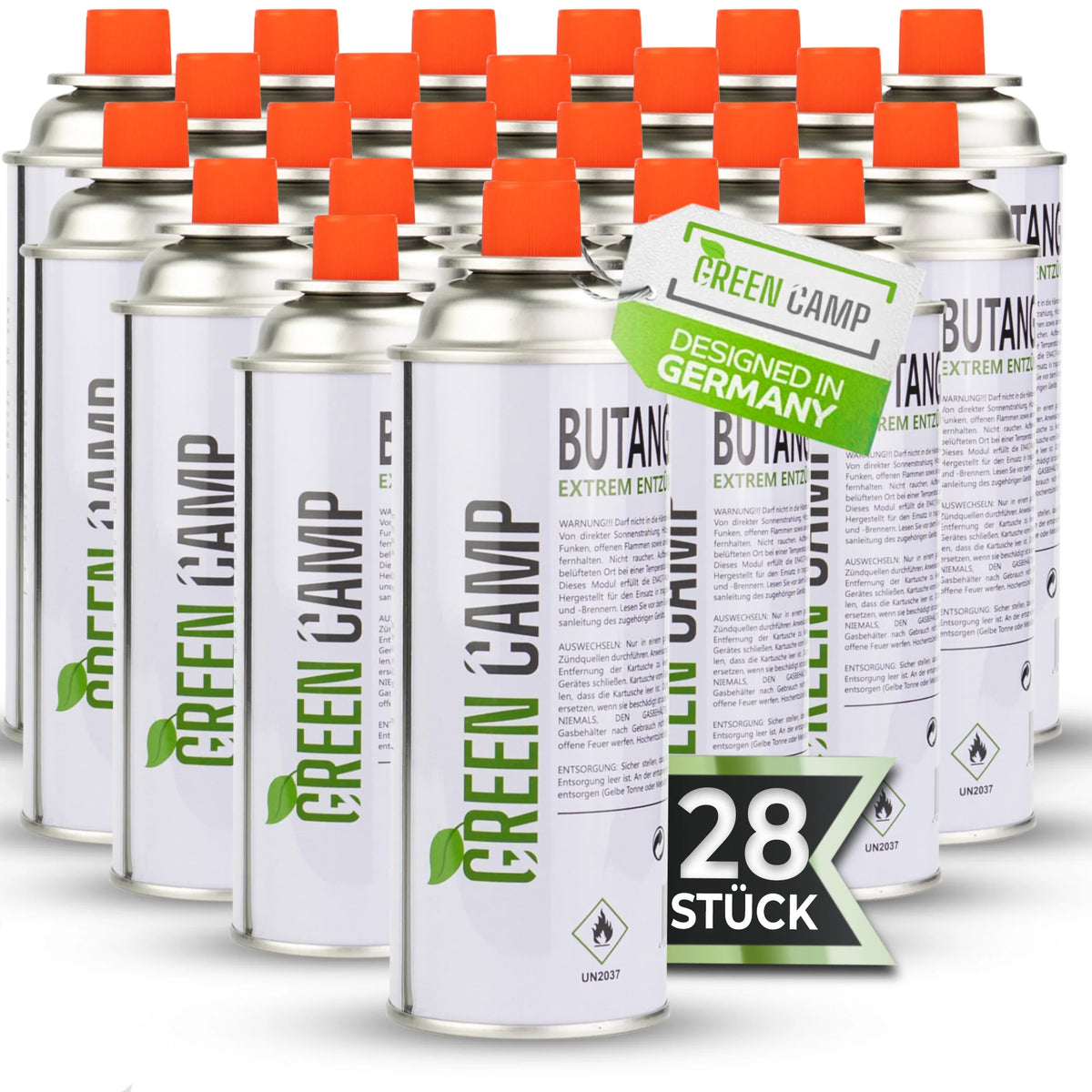 28 x Greencamp® Butangaskartuschen – 227 g – umweltbewusst, sicher & zuverlässig