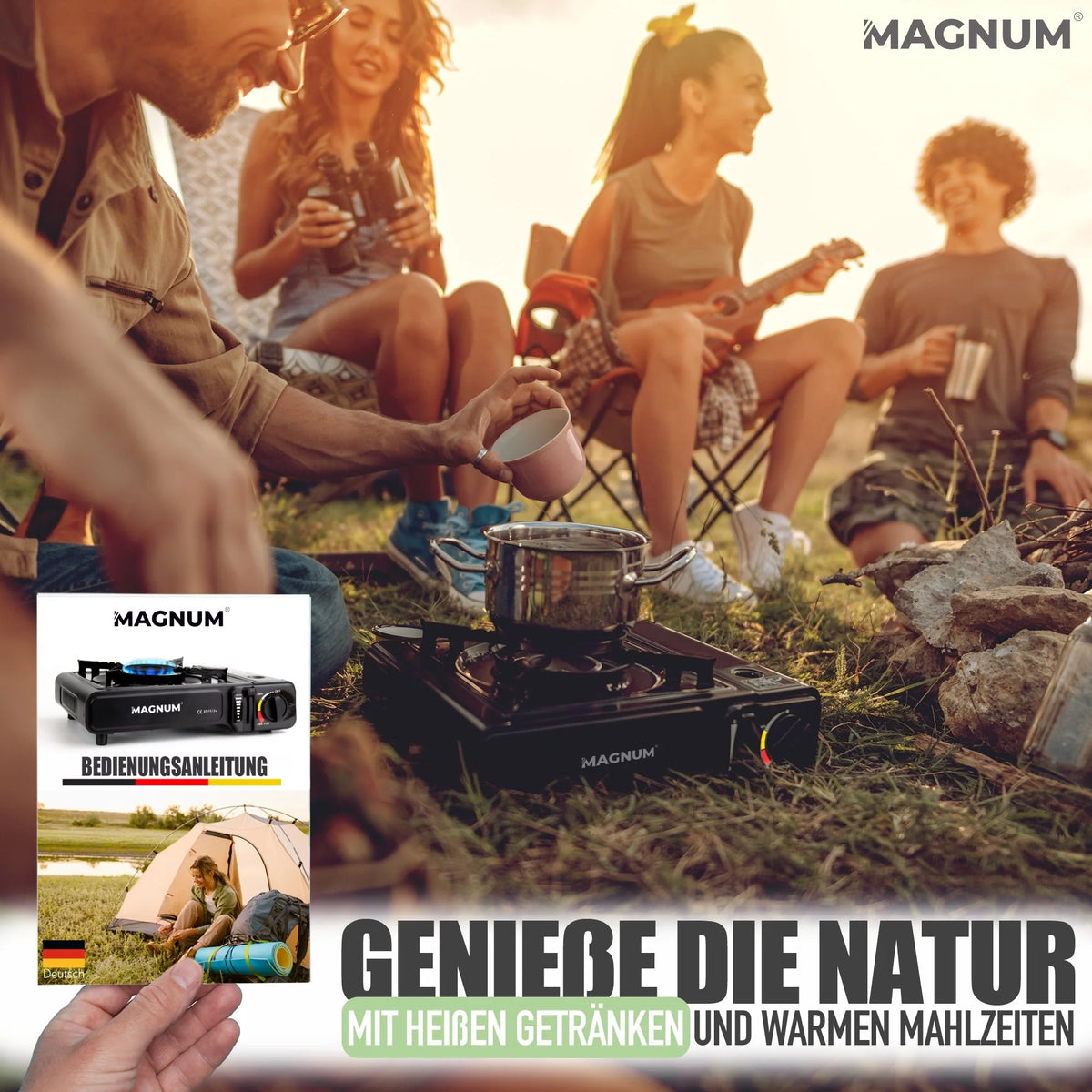 Gaskocher Set + Butangaskartuschen und Tragekoffer – Stromausfall Camping Outdoor